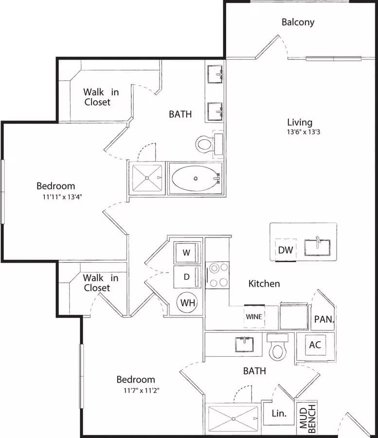 2 Beds • 2 Bath 312 floor plan