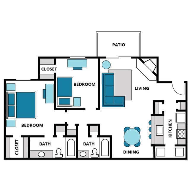 2 Beds • 2 Bath 2163 floor plan