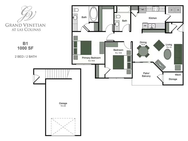 2 Beds • 2 Bath 2532 floor plan