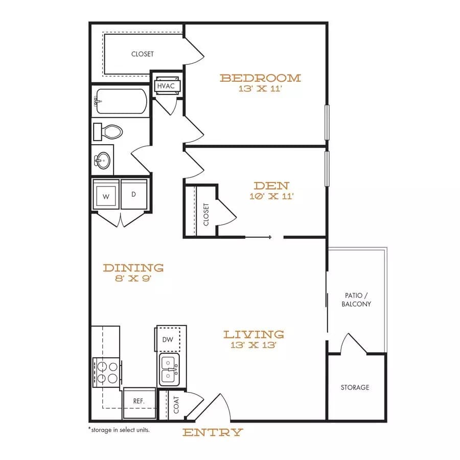 1 Bed • 1 Bath 06725 floor plan