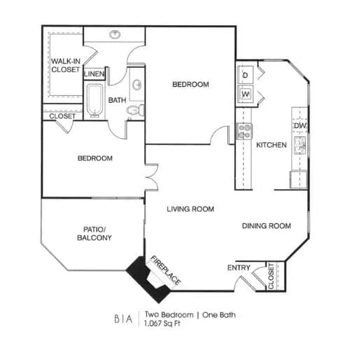 2 Beds • 1 Bath 902 floor plan