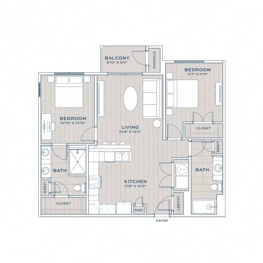 2 Beds • 2 Bath 6204 floor plan
