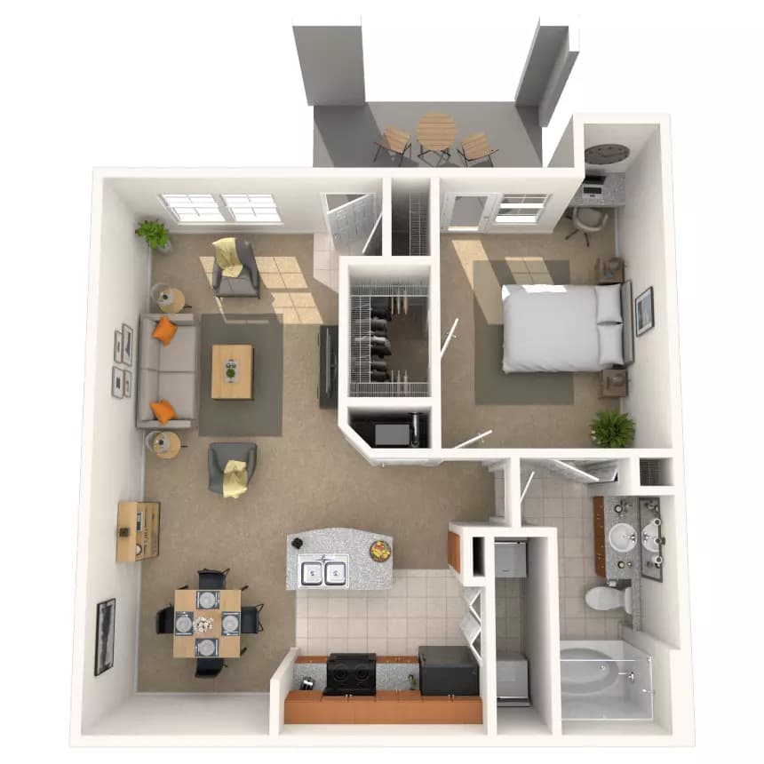 1 Bed • 1 Bath 080837 floor plan