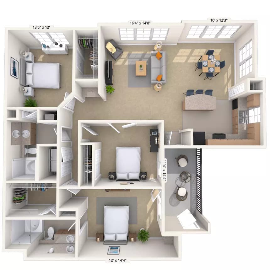 3 Beds • 2 Bath 030334 floor plan