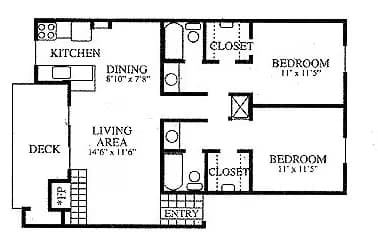 2 Bedroom 2/2G 226 floor plan