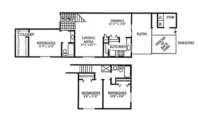 3 Bedroom 3/2I 1202A floor plan