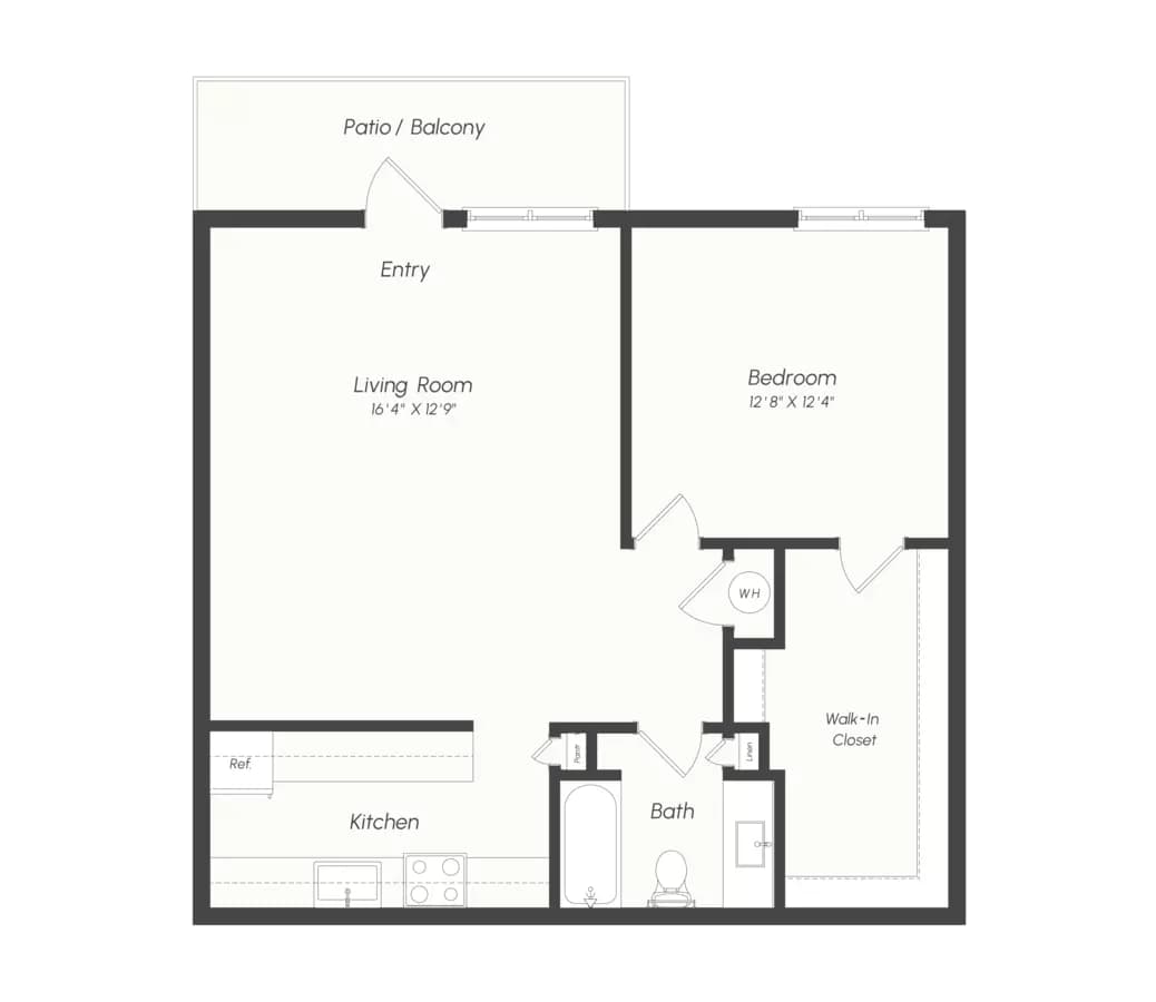 A1 | 1 Bed | 1 Bath 914 floor plan