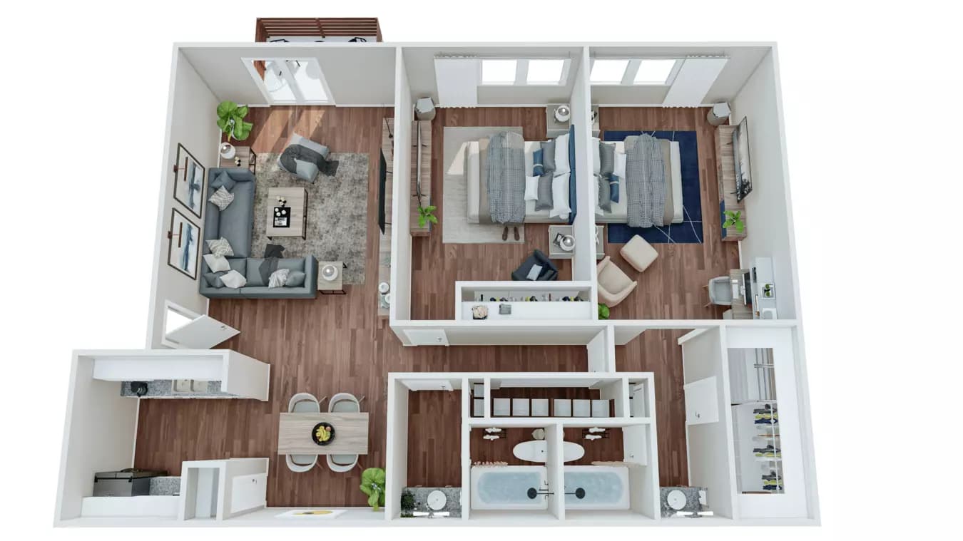 2 Beds • 2 Bath 21-205 floor plan