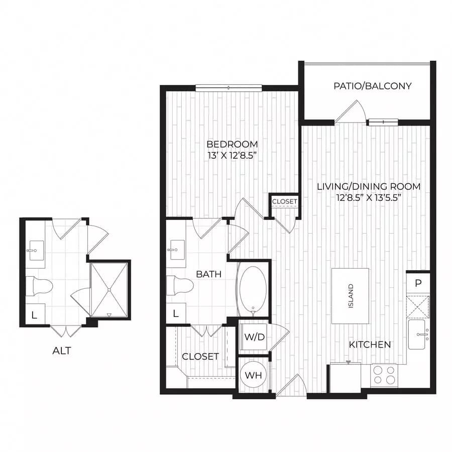 1 Bed • 1 Bath 3310 floor plan