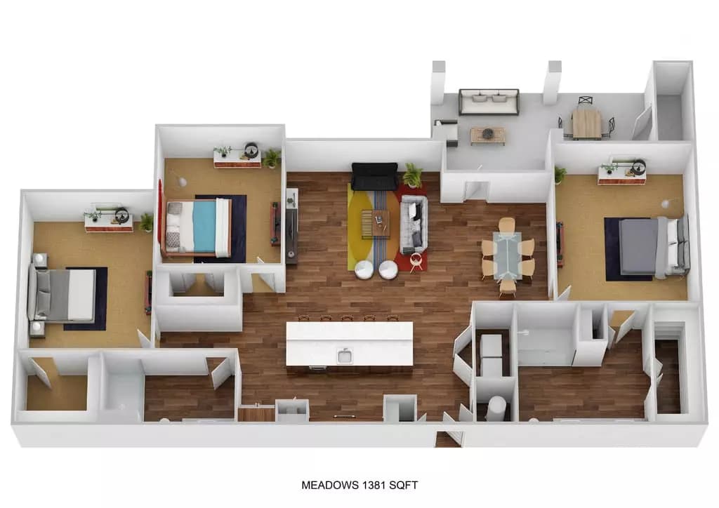 3 Beds • 2 Bath 18111 floor plan