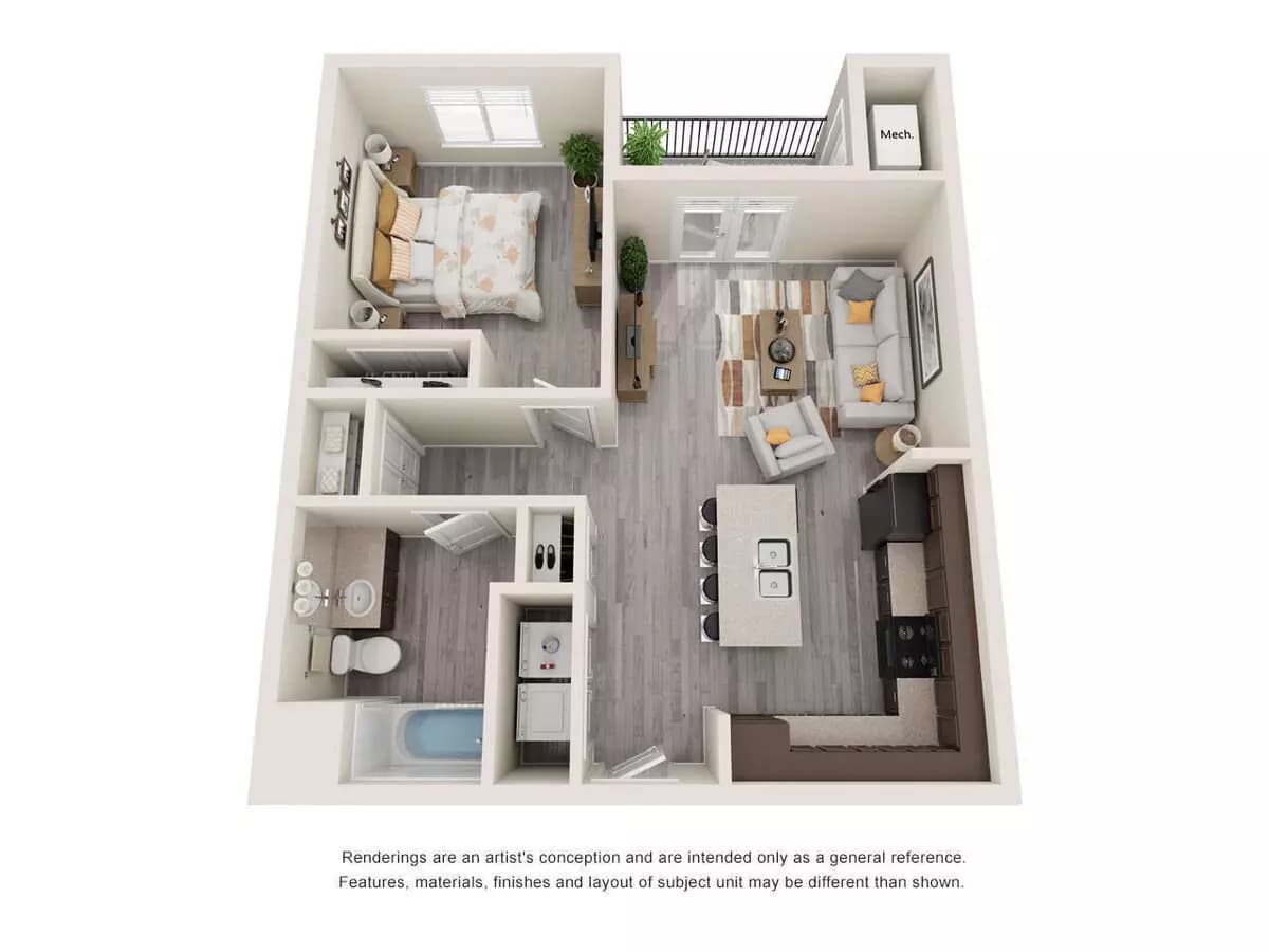 1 Bed • 1 Bath 2208 floor plan