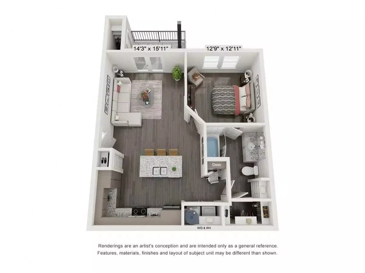 1 Bed • 1 Bath 11202 floor plan