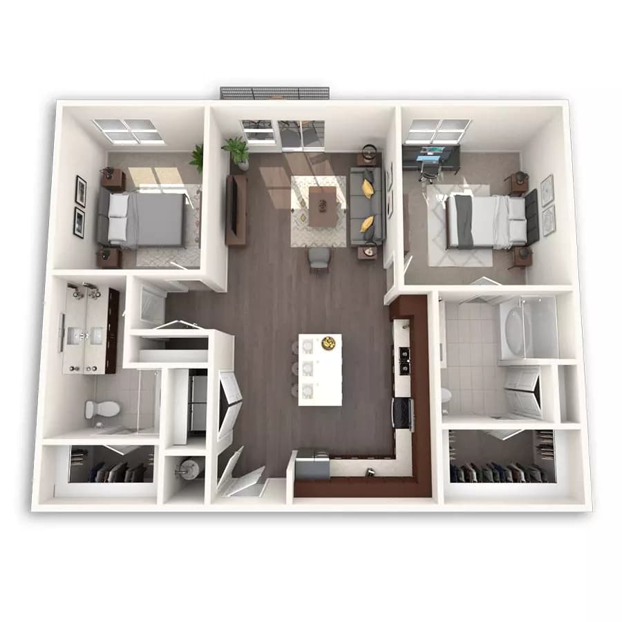2 Beds • 2 Bath 06202 floor plan
