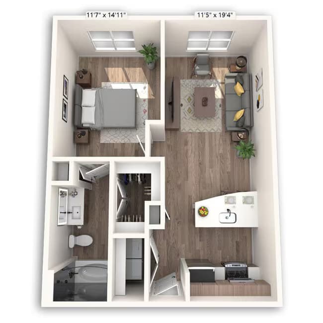 1 Bed • 1 Bath 6433 floor plan