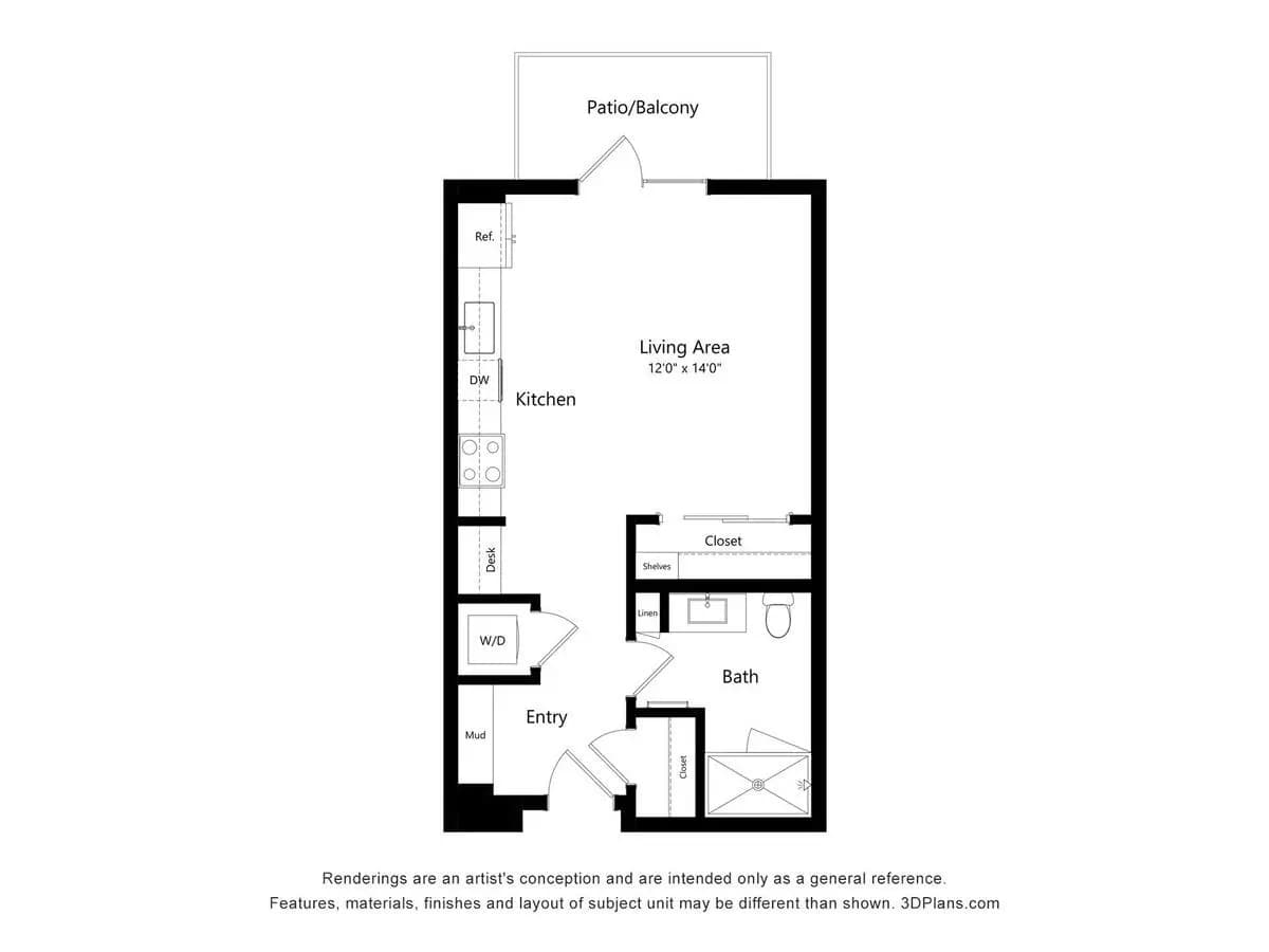 Studio • 1 Bath 330 floor plan