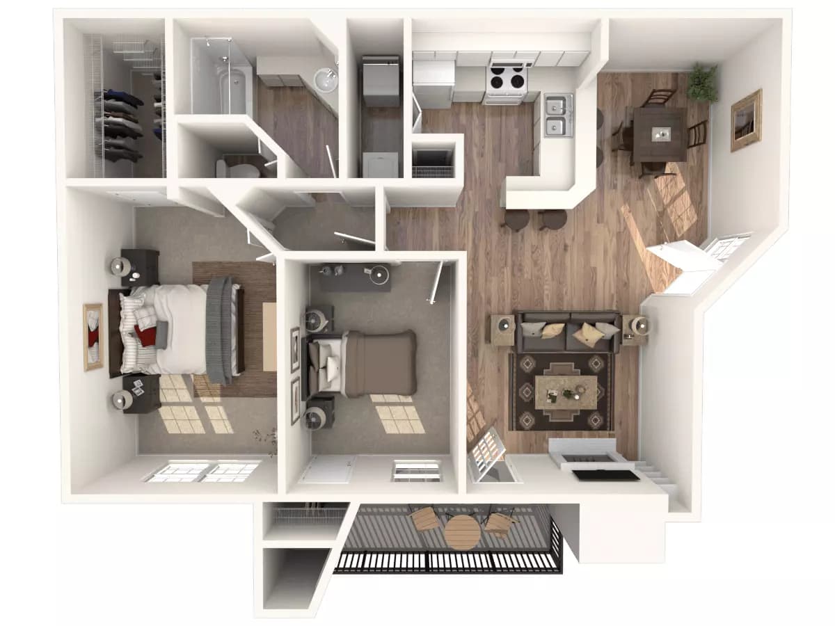 2 Beds • 1 Bath 235 floor plan
