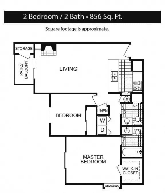 2 Beds • 2 Bath 1-203 floor plan