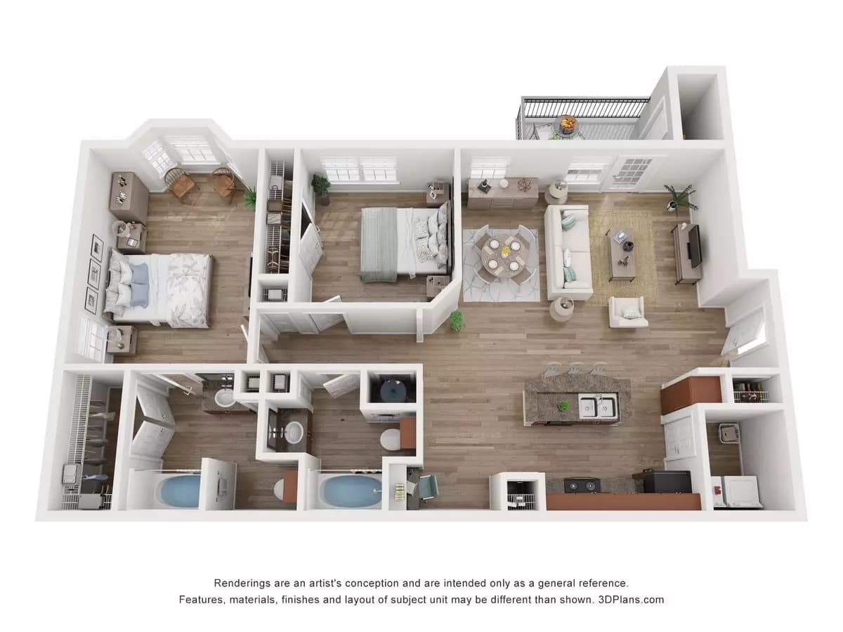 2 Beds • 2 Bath 10201 floor plan