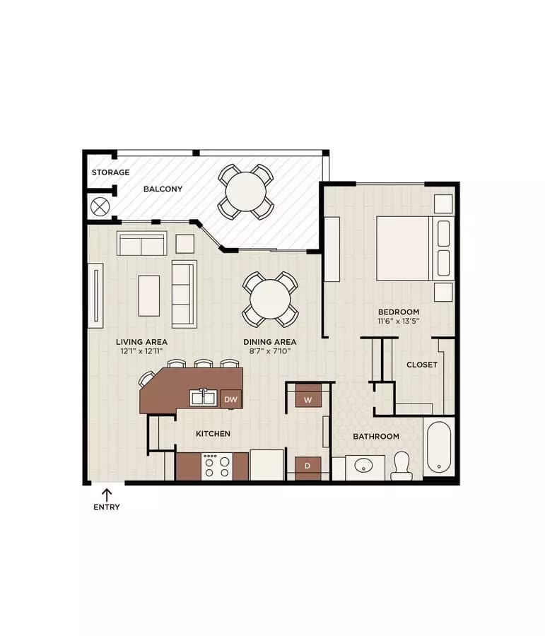 1 Bed • 1 Bath 8105 floor plan