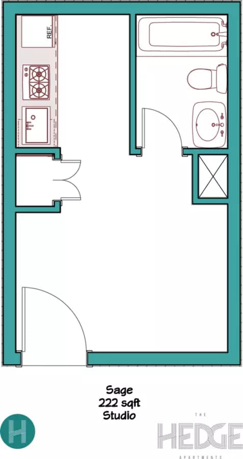 Studio • 1 Bath Sage floor plan