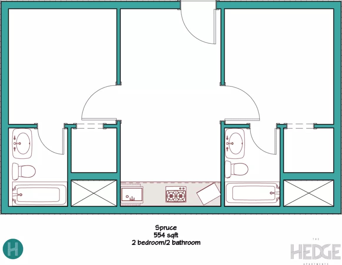 2BR/2BA floor plan