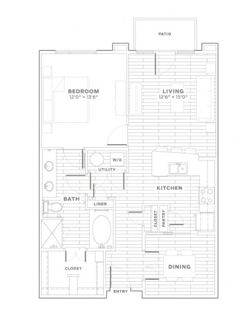 1 Bed • 1 Bath 2512 floor plan