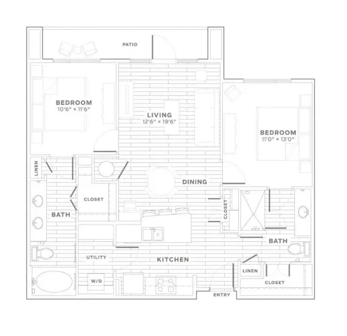 2 Beds • 2 Bath 2638 floor plan