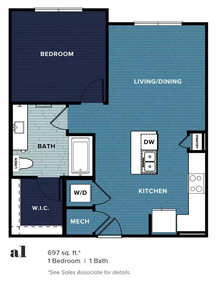 1 Bed • 1 Bath 15206 floor plan