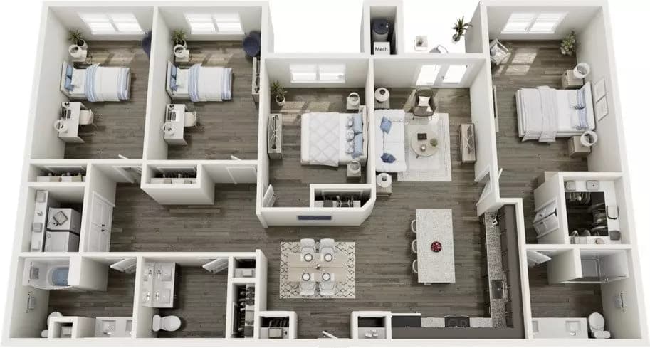 4 Beds • 2 Bath 10302 floor plan