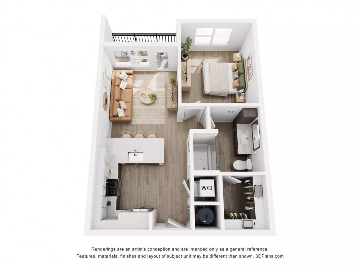 1 Bed • 1 Bath 2104 floor plan