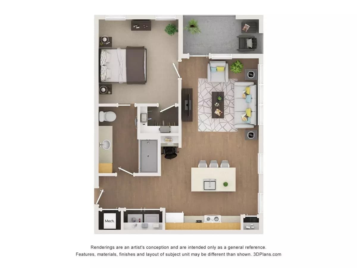 1 Bed • 1 Bath 11209 floor plan