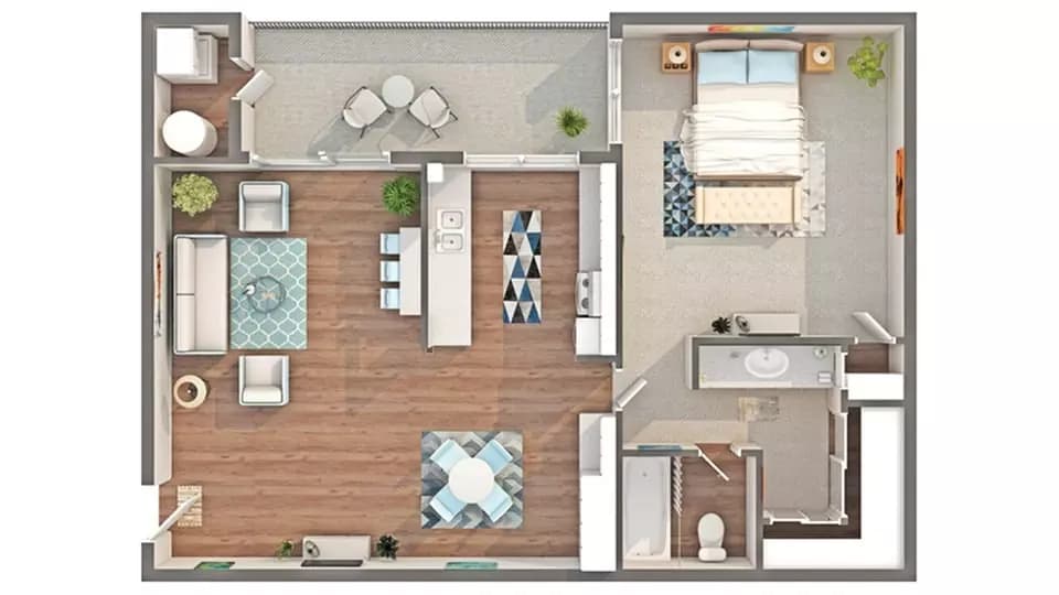 1 Bed • 1 Bath 283 floor plan