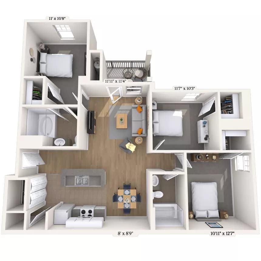 3 Beds • 2 Bath 2020101 floor plan