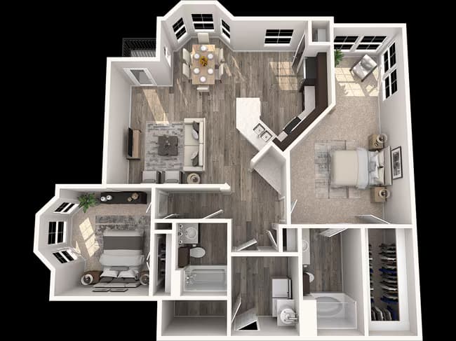 2 Beds • 2 Bath 0405 floor plan