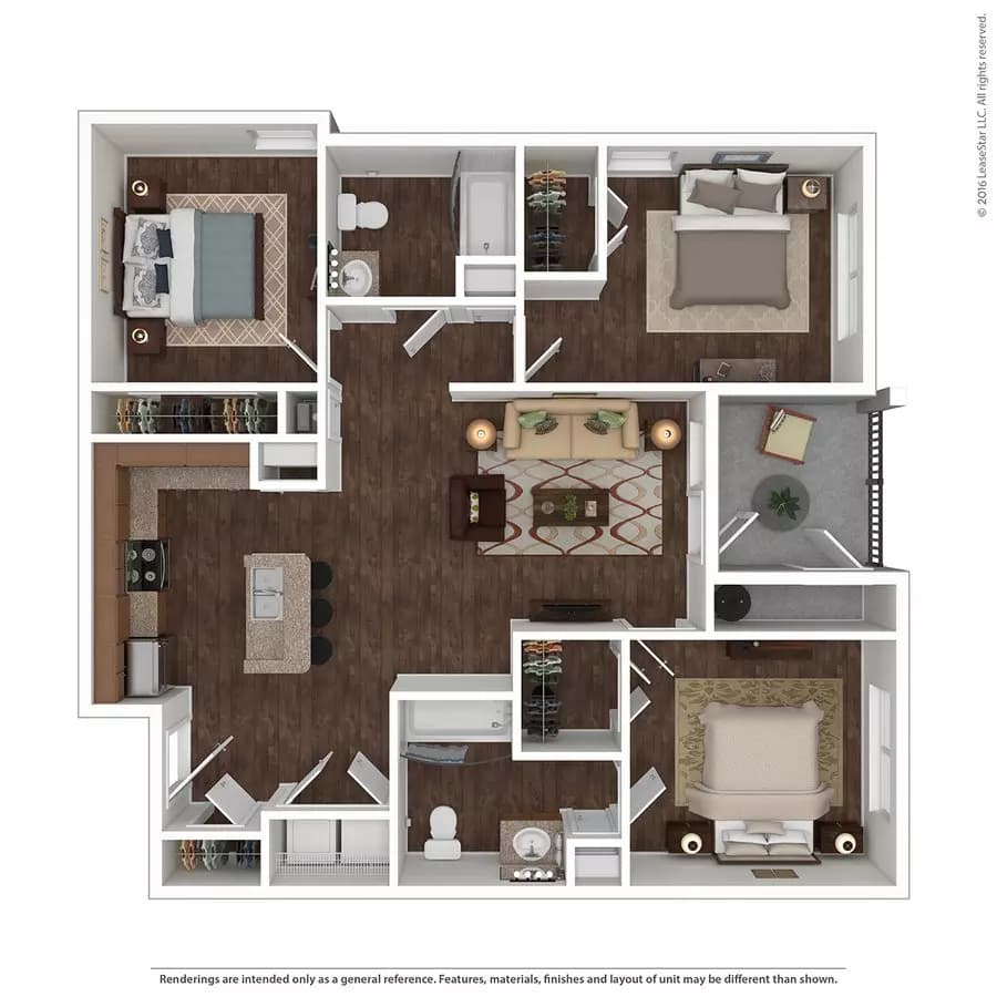 3 Beds • 2 Bath 1227 floor plan