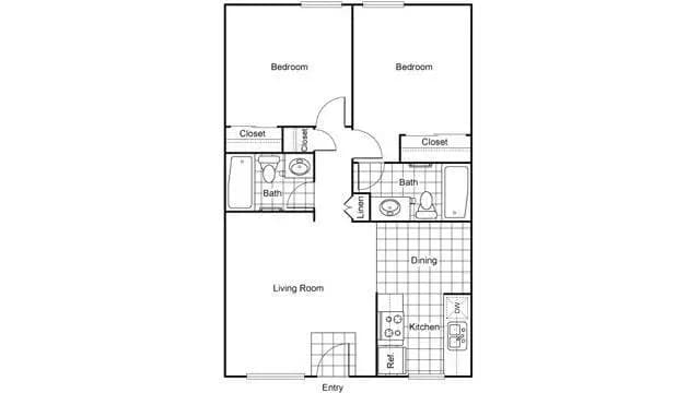 2 Beds • 2 Bath 46 floor plan