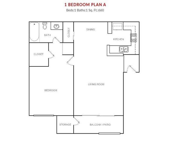 1 Bedroom 1 Bath - 40726 125 floor plan