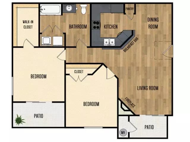 2 Beds • 1 Bath 325 floor plan