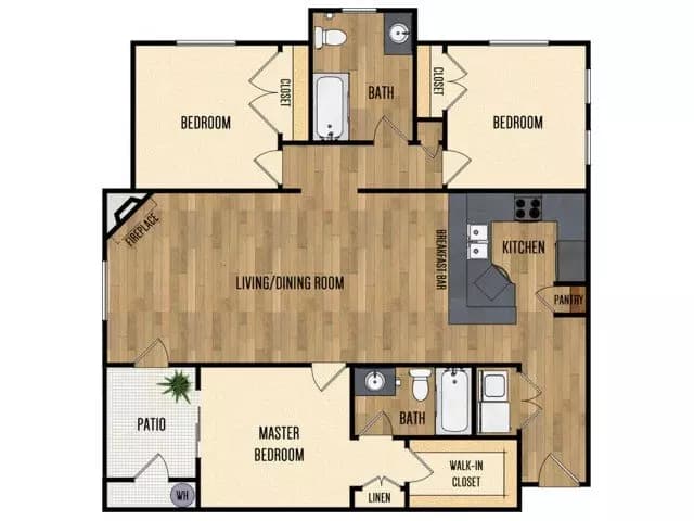 3 Beds • 2 Bath 622 floor plan