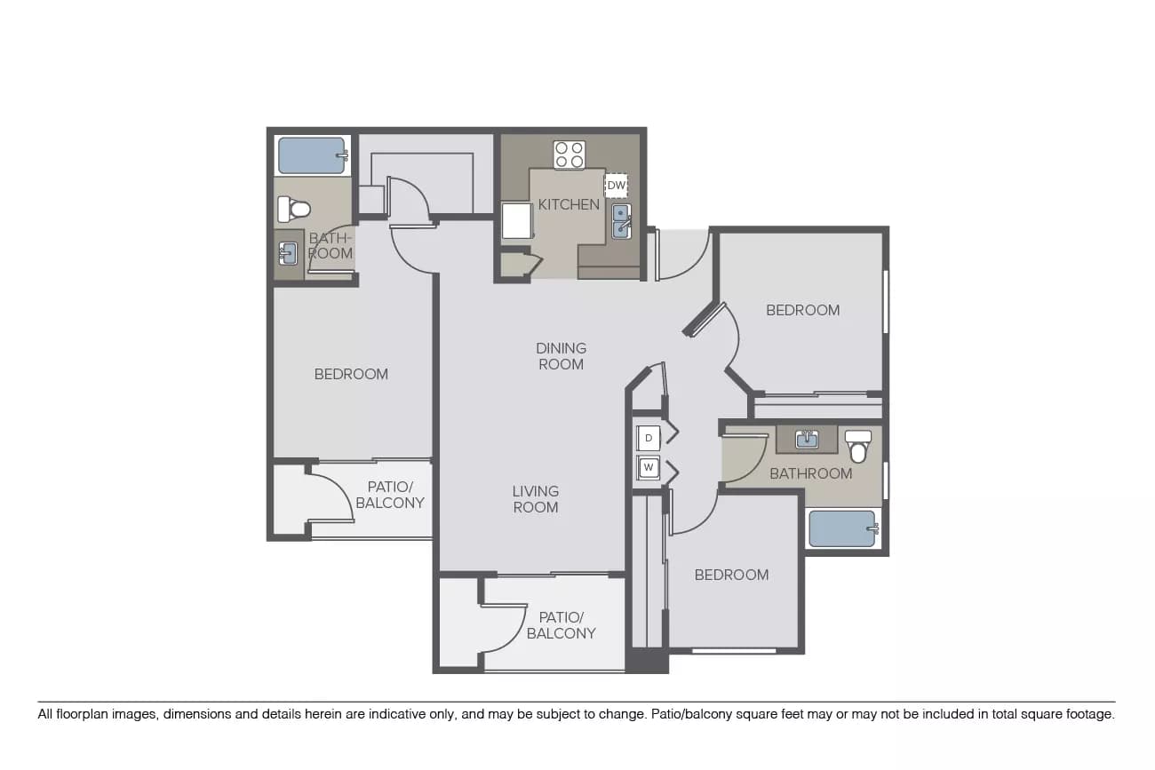 3 Beds • 2 Bath
3D Tour 217 floor plan
