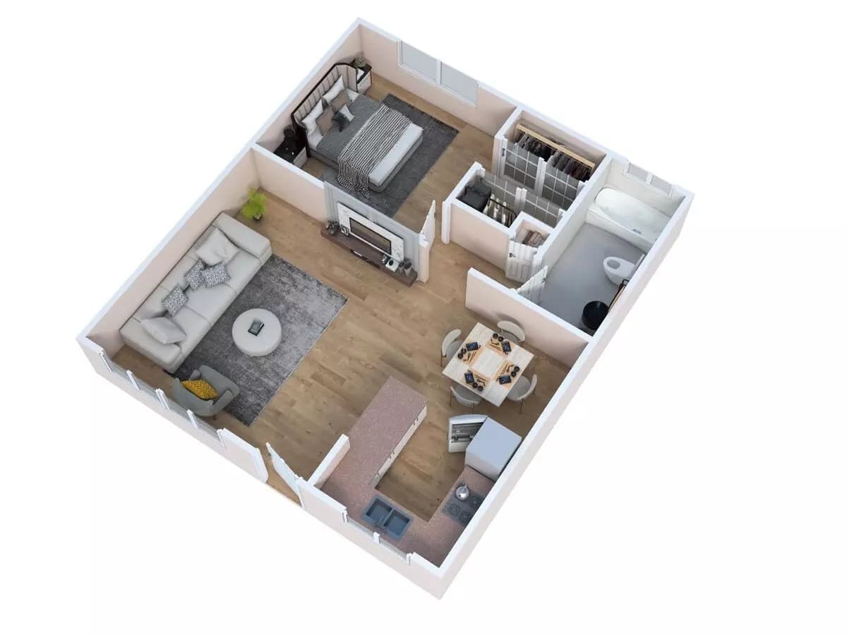 1 Bed • 1 Bath 545-52 floor plan