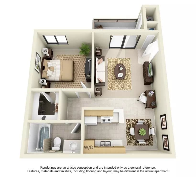 Downstairs 1 Bedroom 116 floor plan