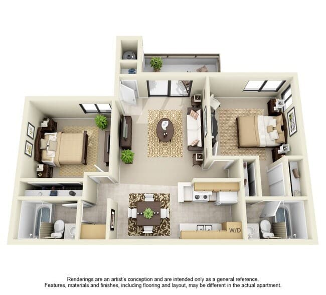 2 Beds • 2 Bath 245 floor plan