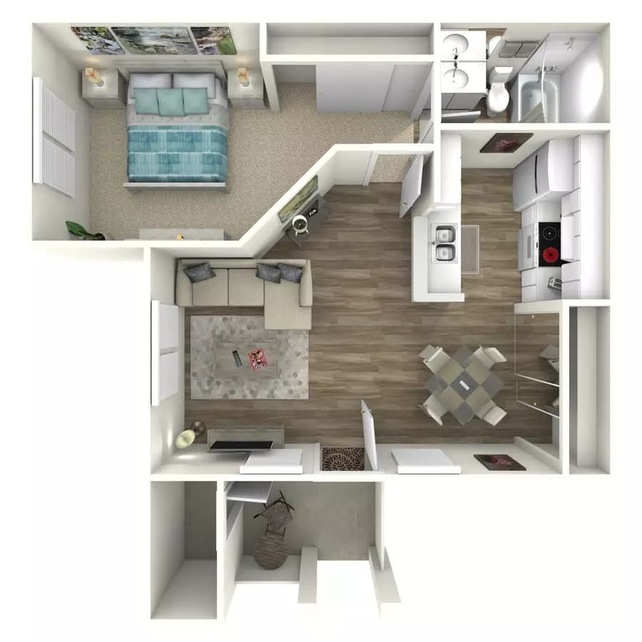 1 Bed • 1 Bath 383-07 floor plan
