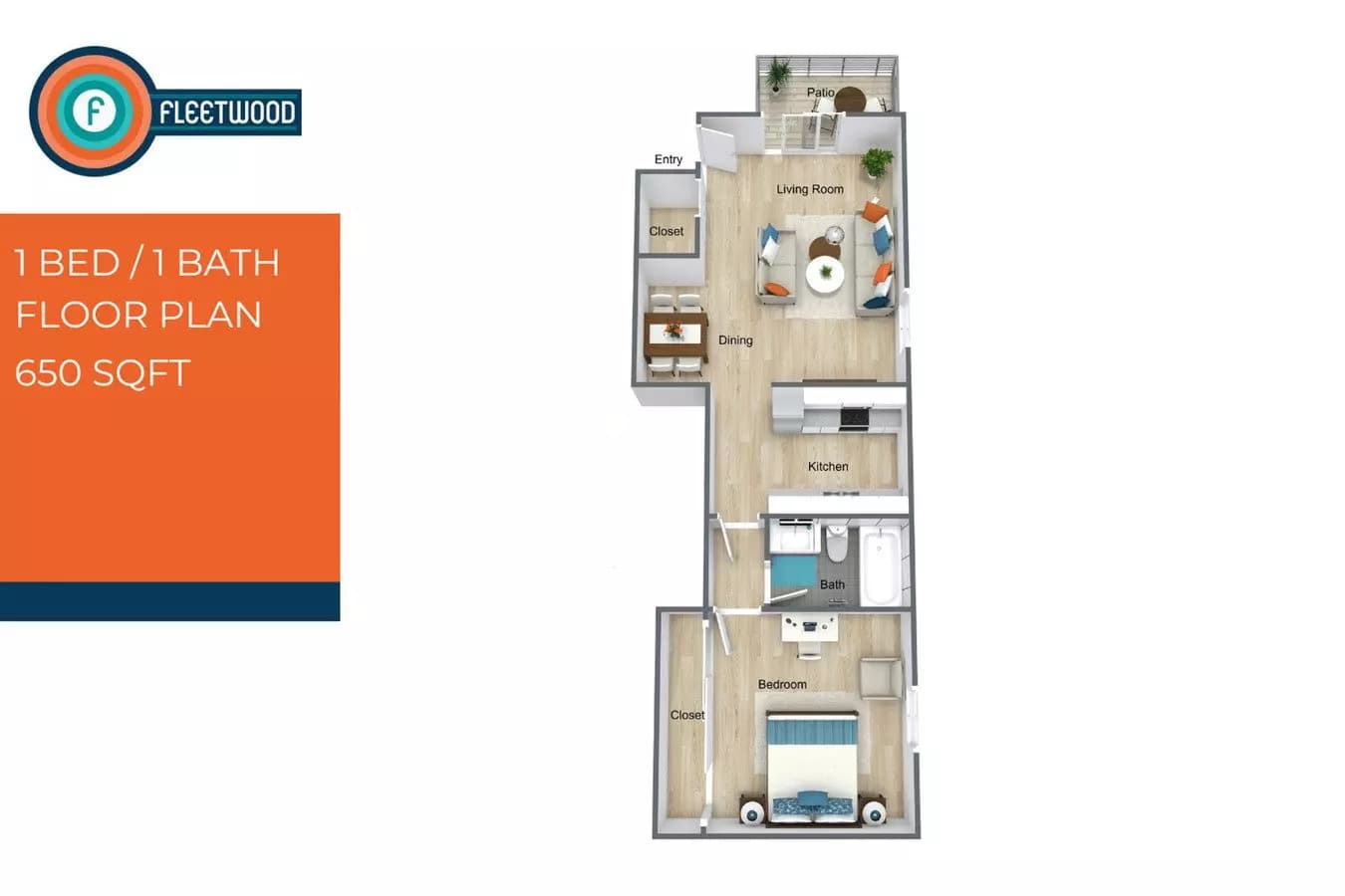 1 Bed • 1 Bath 54 floor plan
