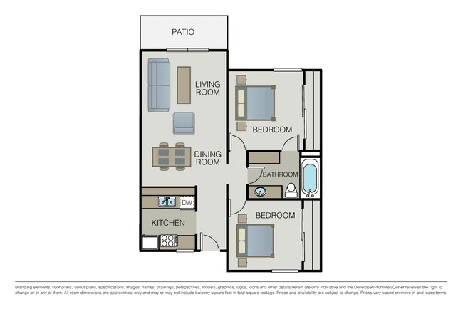 2 Beds • 1 Bath
3D Tour 01095 floor plan