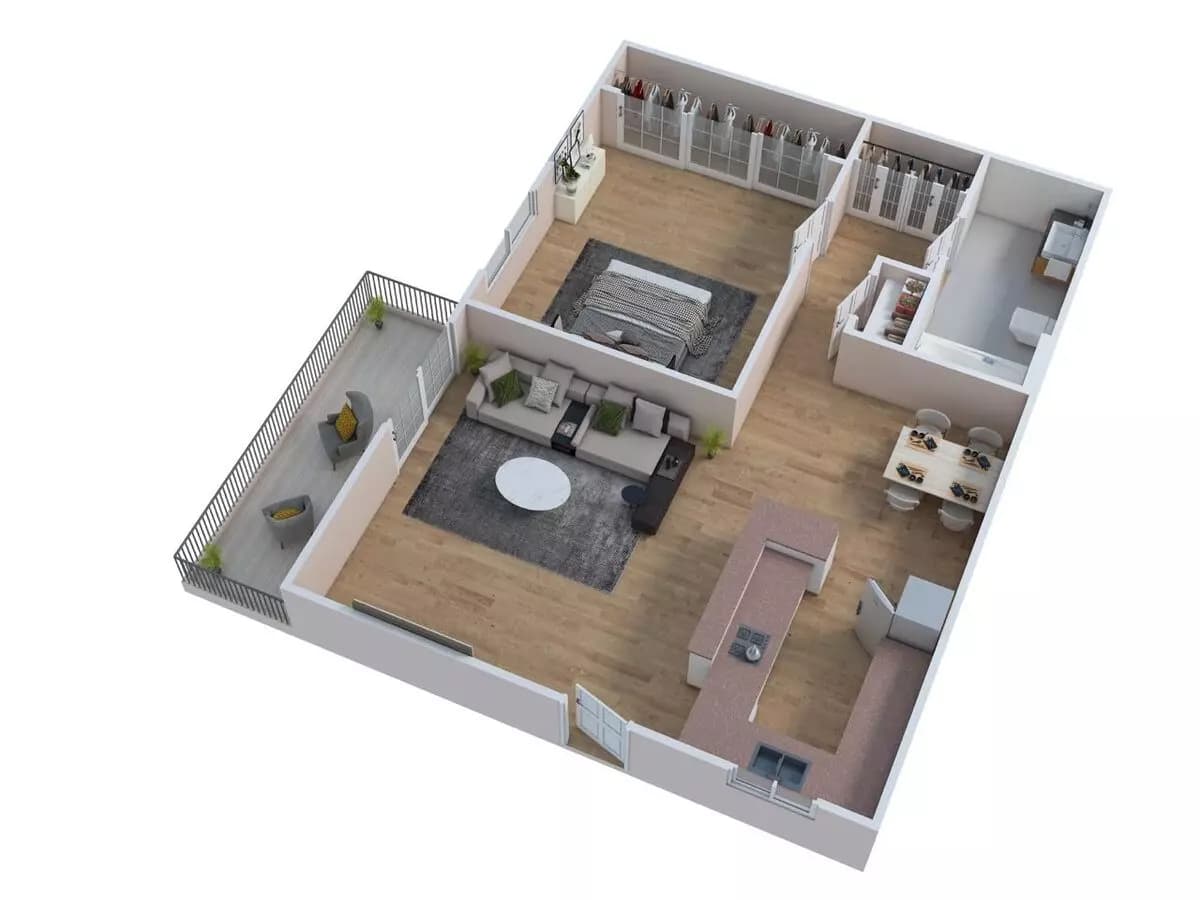 1 Bed • 1 Bath A61 floor plan