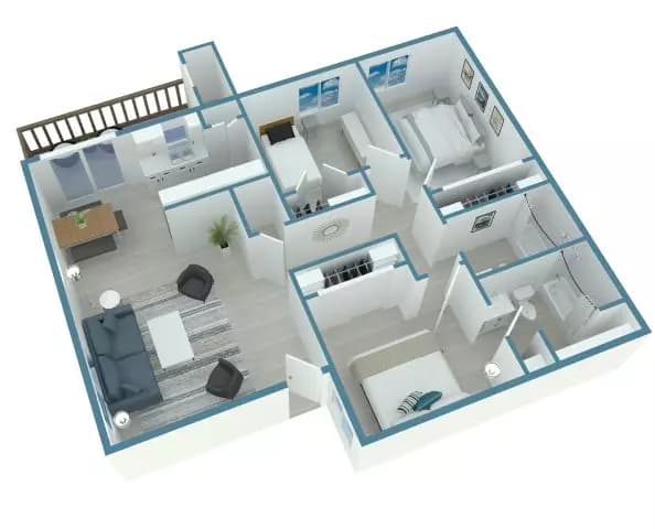 3 Beds • 2 Bath 115 floor plan