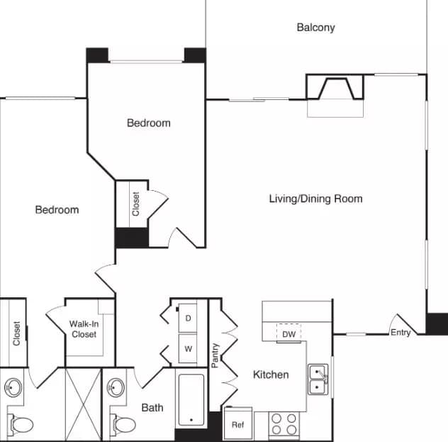 2 Beds • 2 Bath 3702 floor plan
