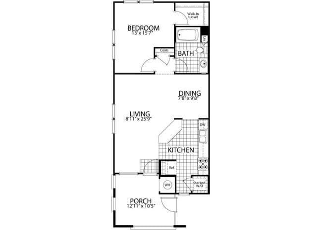 1 Bed • 1 Bath 13-307 floor plan